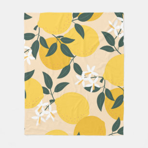 Vintage Lemon: Seamless Fruit Texture. Fleece Blanket
