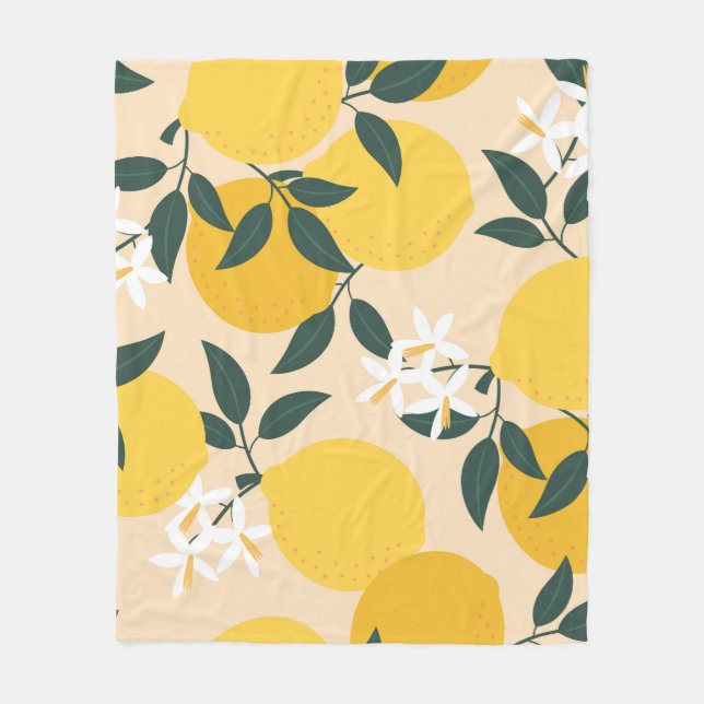 Vintage Lemon: Seamless Fruit Texture. Fleece Blanket (Front)