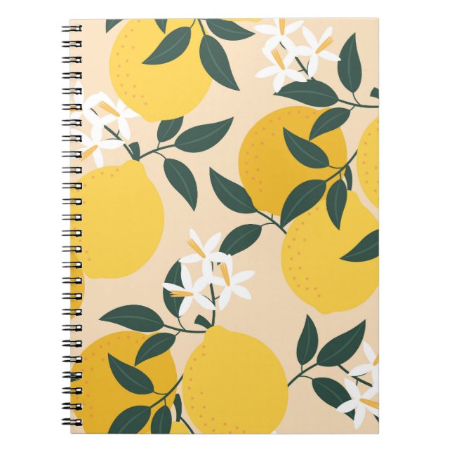 Vintage Lemon: Seamless Fruit Texture. Notebook (Front)