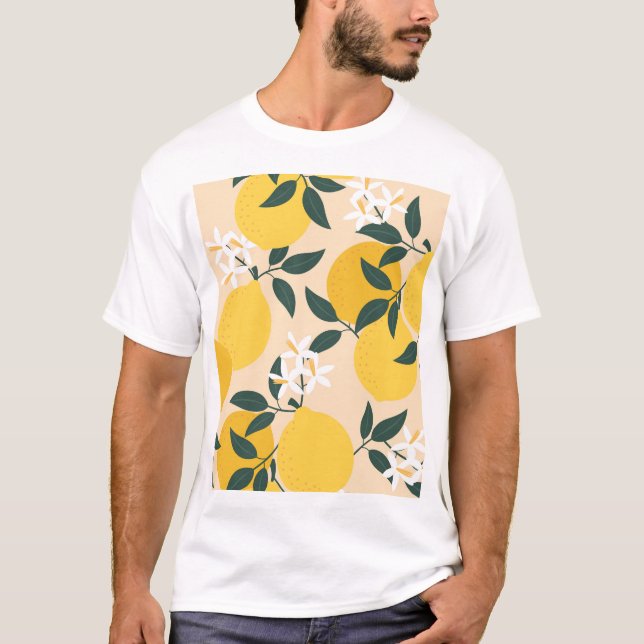 Vintage Lemon: Seamless Fruit Texture. T-Shirt (Front)