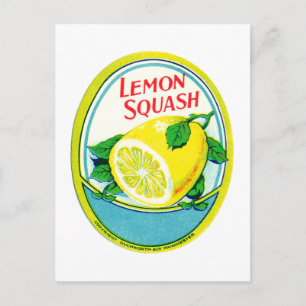 Vintage Lemon Squash Label Postcard