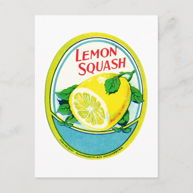 Vintage Lemon Squash Label Postcard (Front)