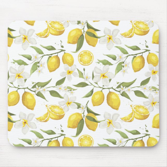 Vintage Lemon Tree Pattern Mouse Mat (Front)