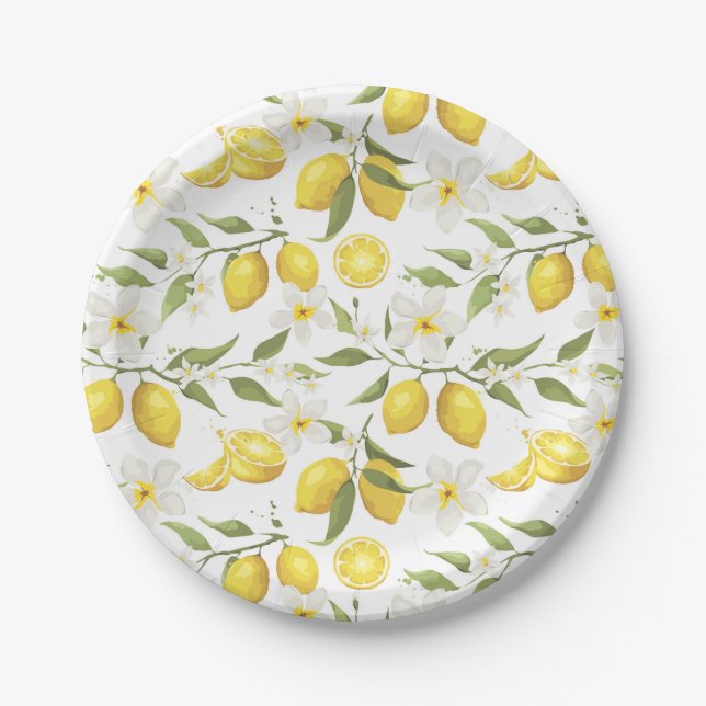 Vintage Lemon Tree Pattern Paper Plate (Front)