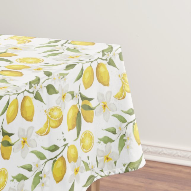Vintage Lemon Tree Pattern Tablecloth (In Situ)
