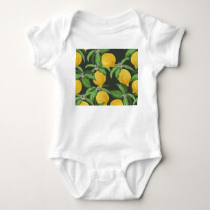 Vintage Lemon Tropical Pattern Baby Bodysuit