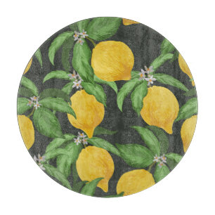 Vintage Lemon Tropical Pattern Cutting Board