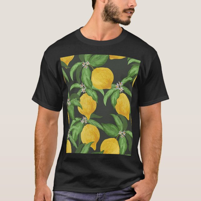 Vintage Lemon Tropical Pattern T-Shirt (Front)