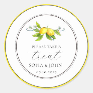 Vintage Lemon Wedding Treat   Classic Round Sticker