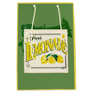 Vintage lemonade sign lemon fruit green yellow medium gift bag
