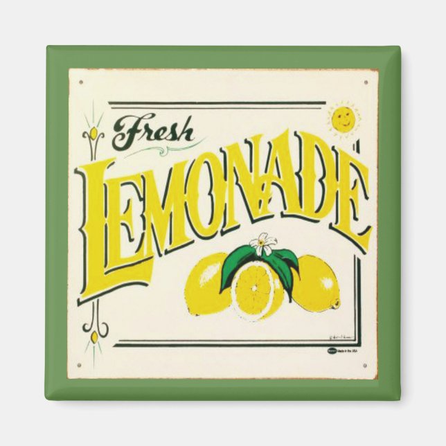 Vintage lemonade sign lemon summer fruit magnet (Front)