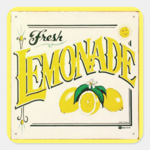 Vintage lemonade sign lemon summer fruit magnet square sticker