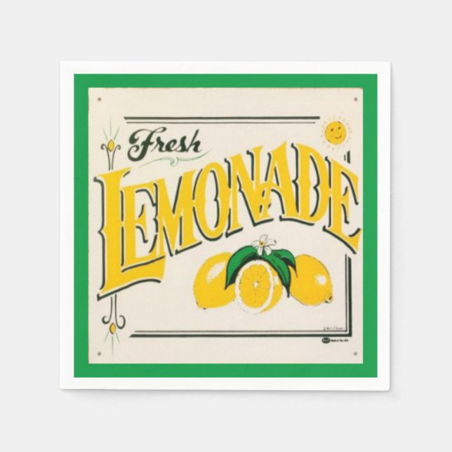 Vintage lemonade sign lemon summer fruit  napkin (Front)