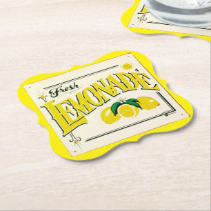 Vintage lemonade sign lemon summer fruit paper coa coaster