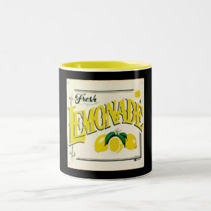 Vintage lemonade sign lemon summer fruit Two-Tone coffee mug