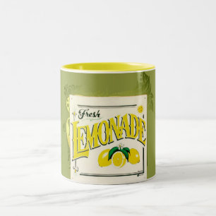 Vintage lemonade sign lemon summer fruit yellow Two-Tone coffee mug