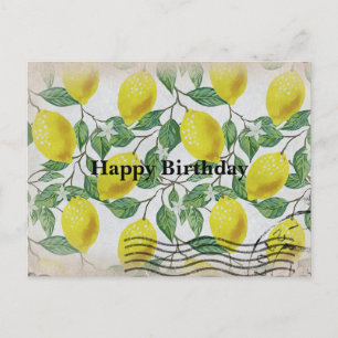 Vintage Lemons Happy Birthday Postcard