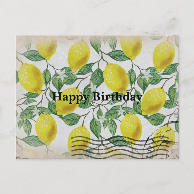 Vintage Lemons Happy Birthday Postcard (Front)