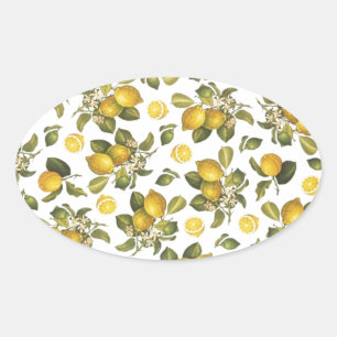 Vintage Lemons Oval Sticker