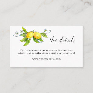 Vintage Lemons Wedding Details Enclosure Card