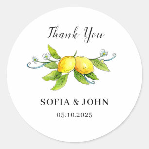 Vintage Lemons Wedding Thank you  Classic Round Sticker
