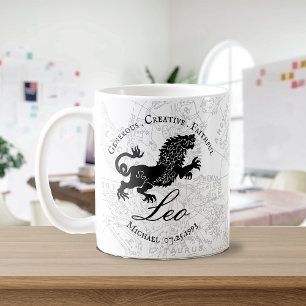 Vintage Leo Zodiac Sign Custom Black White  Coffee Mug