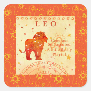 Vintage Leo Zodiac Traits Square Sticker