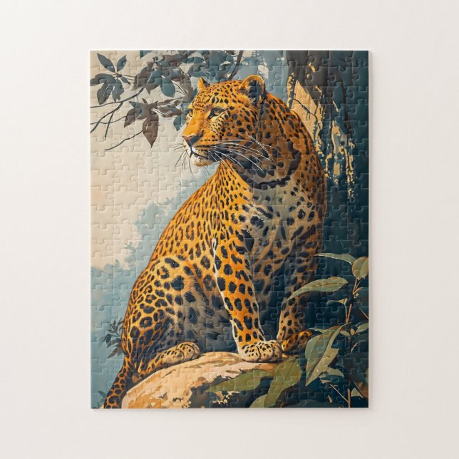 Vintage Leopard Art Jigsaw Puzzle (Vertical)