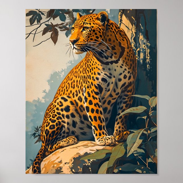 Vintage Leopard Art Poster (Front)