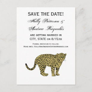 Vintage Leopard Cheetah Spotted Cat Drawing Announcement Postcard