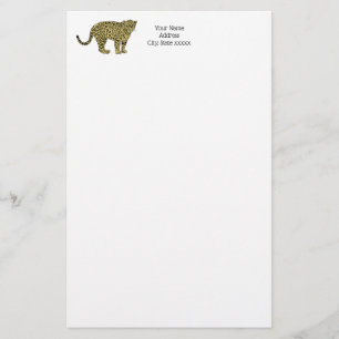 Vintage Leopard Cheetah Spotted Cat Drawing Stationery