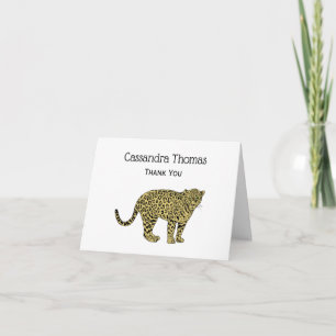 Vintage Leopard Cheetah Spotted Cat Drawing Thank You Card