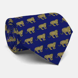 Vintage Leopard Cheetah Spotted Cat Drawing Tie
