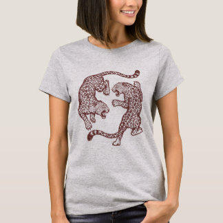 Vintage Leopard Fighting Design | Retro Wild Cat T-Shirt