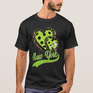 Vintage Leopard Heart New York Pickleball Men Wom T-Shirt