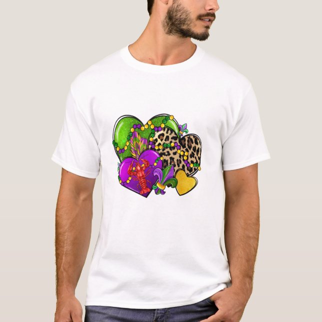 Vintage Leopard Hearts Mardi T-Shirt (Front)
