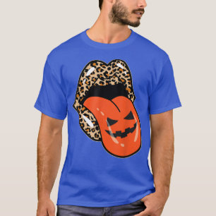 Vintage Leopard Lips Pumpkin Tongue Funny Hallowee T-Shirt