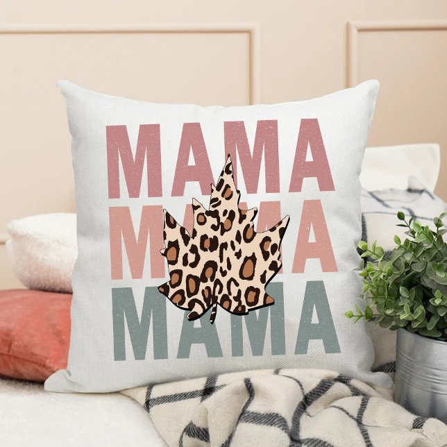 Vintage Leopard Mama Cute Best Mum Anniversary Cushion (Vintage Leopard Mama Cute Best Mom Anniversary Throw Pillow)