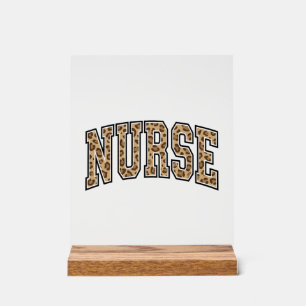 Vintage Leopard Nurse Varsity Shirt Design_1 Acrylic Sign