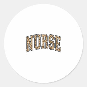 Vintage Leopard Nurse Varsity Shirt Design_1 Classic Round Sticker