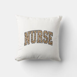 Vintage Leopard Nurse Varsity Shirt Design_1 Cushion