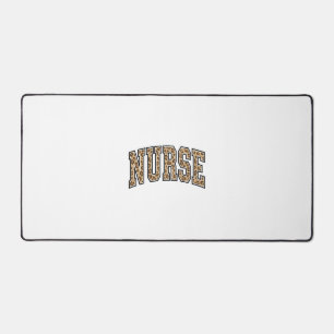 Vintage Leopard Nurse Varsity Shirt Design_1 Desk Mat