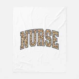 Vintage Leopard Nurse Varsity Shirt Design_1 Fleece Blanket