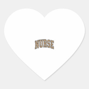 Vintage Leopard Nurse Varsity Shirt Design_1 Heart Sticker