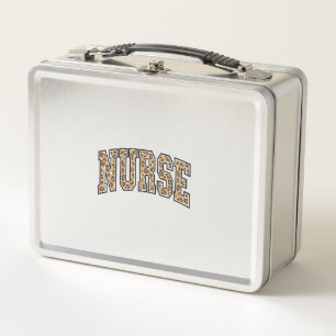 Vintage Leopard Nurse Varsity Shirt Design_1 Metal Lunch Box