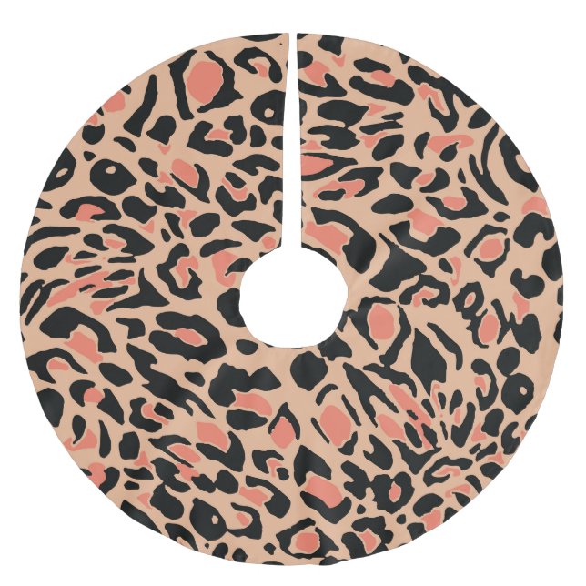 Vintage Leopard Pattern Design Brushed Polyester Tree Skirt (Front)