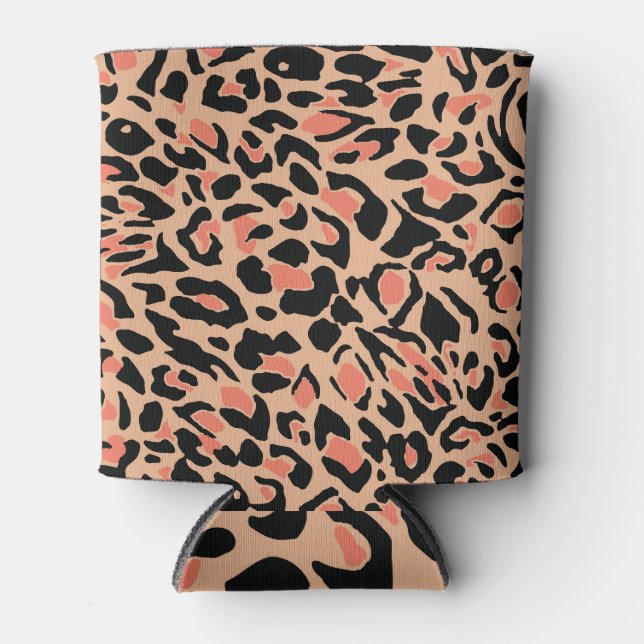 Vintage Leopard Pattern Design Can Cooler (Front)