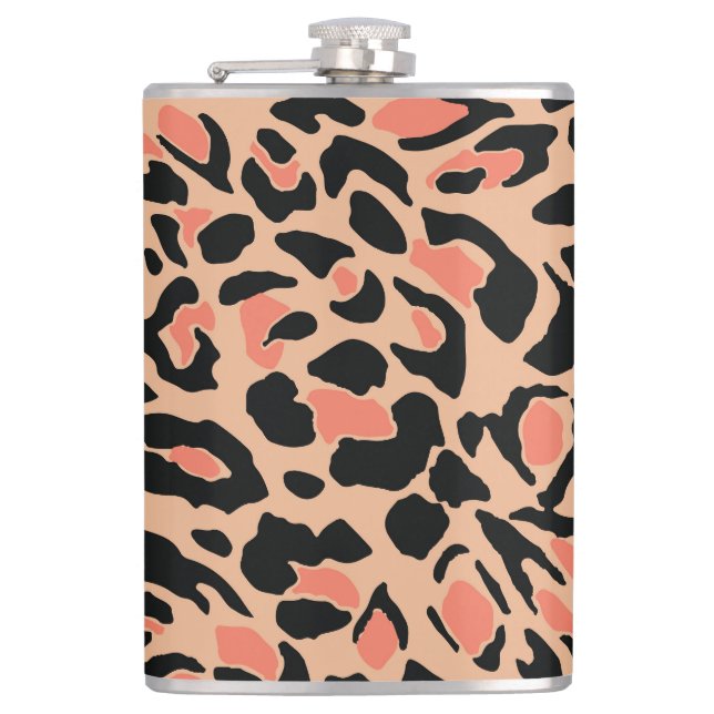 Vintage Leopard Pattern Design Hip Flask (Front)