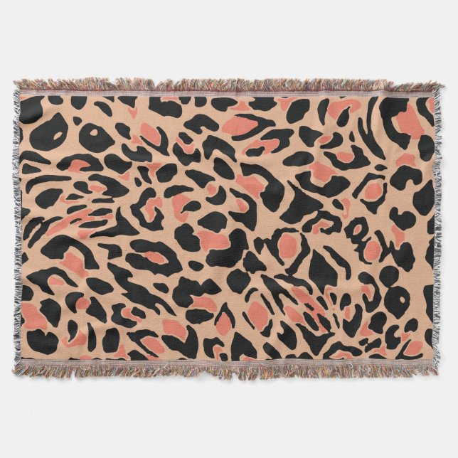 Vintage Leopard Pattern Design Throw Blanket (Front)