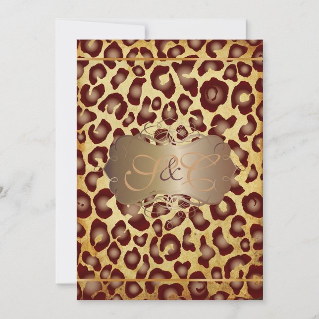 Vintage Leopard +pearl swirls  Wedding Invitations (Front)